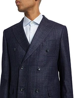 COLLECTION Tonal Double-Breasted Windowpane Sportcoat