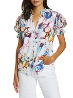 Mila Floral Cotton Short-Sleeve Blouse