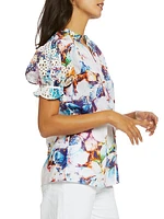 Mila Floral Cotton Short-Sleeve Blouse