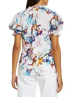 Mila Floral Cotton Short-Sleeve Blouse