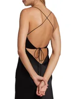 Twisted Satin Silk Cut-Out Slipdress