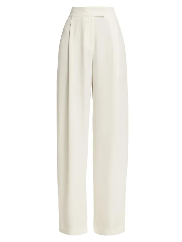 Pleated Crepe Wide-Leg Pants