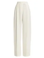 Pleated Crepe Wide-Leg Pants