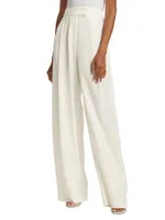 Pleated Crepe Wide-Leg Pants