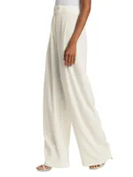 Pleated Crepe Wide-Leg Pants