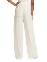 Pleated Crepe Wide-Leg Pants