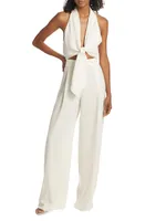 Pleated Crepe Wide-Leg Pants