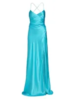 Draped Silk Wrap Gown