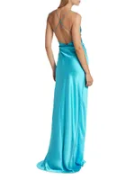 Draped Silk Wrap Gown