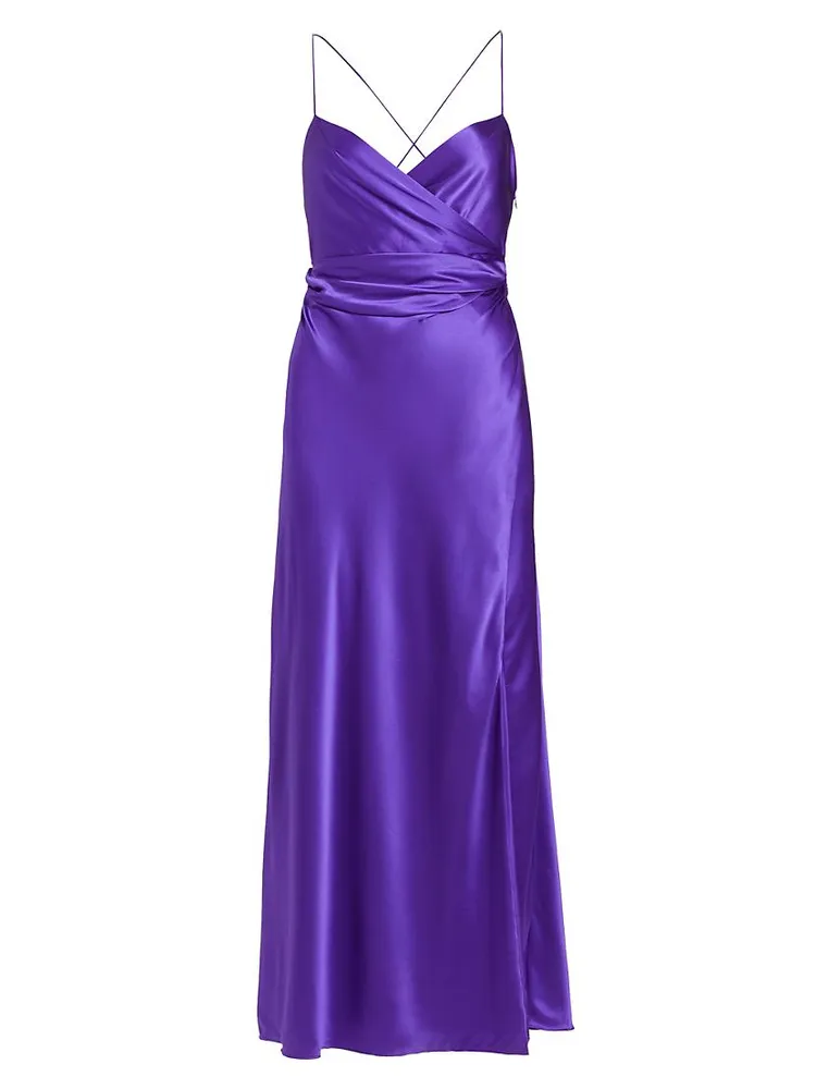 V-Neck Wrap Silk Gown