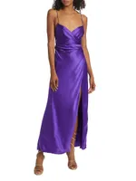 V-Neck Wrap Silk Gown