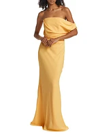 Draped Off-The-Shoulder Gown