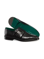 Matted Crocodile Monk Strap Shoes