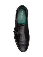 Matted Crocodile Monk Strap Shoes