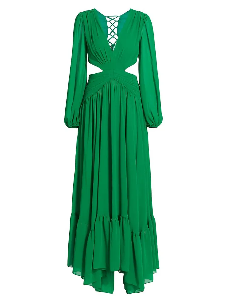 Long-Sleeve Cut-Out Gown