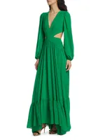 Long-Sleeve Cut-Out Gown