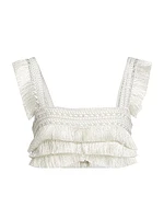 Cropped Metallic Fringe Top