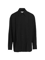 Pleated Relaxed Button-Up Shirt