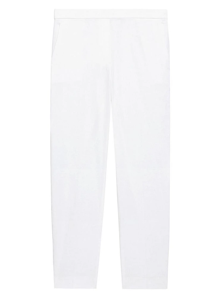 Treeca Linen Slim-Leg Cropped Pants