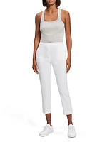 Treeca Linen Slim-Leg Cropped Pants