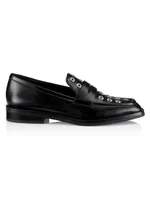 Alexa Eyelet Leather Penny Loafers