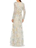 Floral Embroidered Lace Trumpet Gown