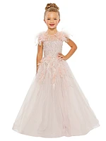 Little Girl's & Girl's Glitter-Embellished Feather-Trim Dress