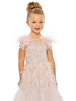 Little Girl's & Girl's Glitter-Embellished Feather-Trim Dress