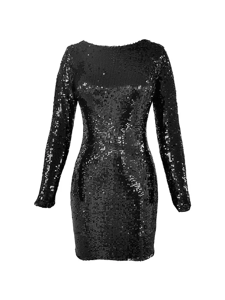 Lola Long-Sleeve Sequin Minidress