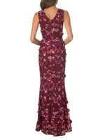 Sandra Floral-Embroidered Gown