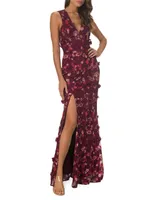 Sandra Floral-Embroidered Gown