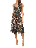 Carlita Belted Embroidered Midi-Dress