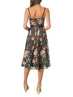 Carlita Belted Embroidered Midi-Dress