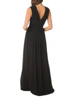 Jaclyn Sleeveless Pleated Gown