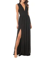 Jaclyn Sleeveless Pleated Gown