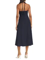 Tucker Ruched Halter Midi-Dress