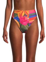 Mixed Floral High-Rise Bikini Bottoms