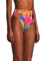 Mixed Floral High-Rise Bikini Bottoms