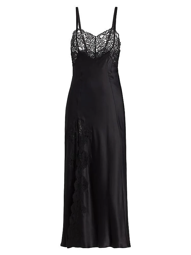 Silk Satin & Lace Slipdress