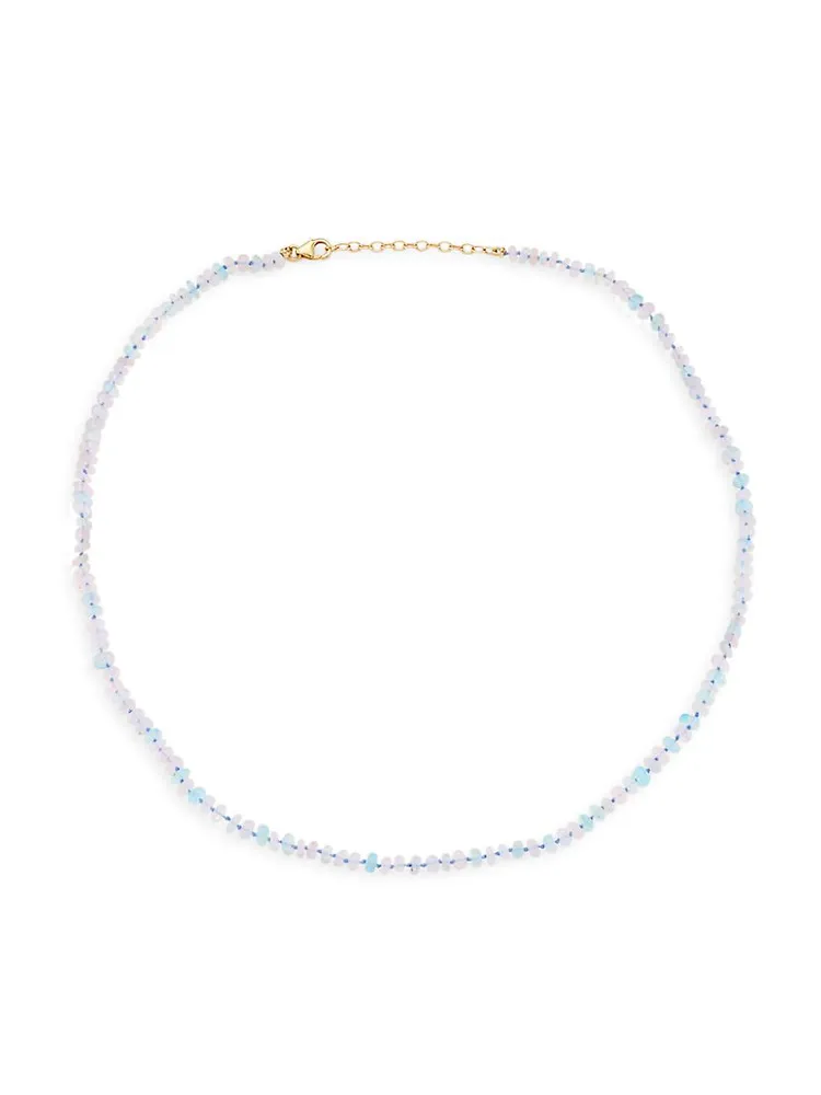 14K Yellow Gold & Violet Opal Beaded Necklace