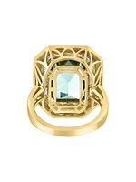 14K Yellow Gold, Green Amethyst & 0.65 TCW Diamond Cocktail Ring