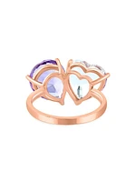 14K Rose Gold, White Topaz & Pink Amethyst Toi Et Moi Ring