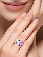 14K Rose Gold, White Topaz & Pink Amethyst Toi Et Moi Ring