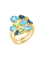 14K Yellow Gold & Multi-Gemstone Spiral Ring