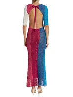 Colorblocked Crocheted Maxi Dress