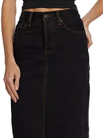 Cotton Denim Midi-Skirt