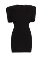 Gathered-Cap Sleeve Sheath Minidress