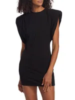 Gathered-Cap Sleeve Sheath Minidress