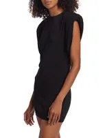 Gathered-Cap Sleeve Sheath Minidress