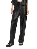 Leather Wide-Leg Pants